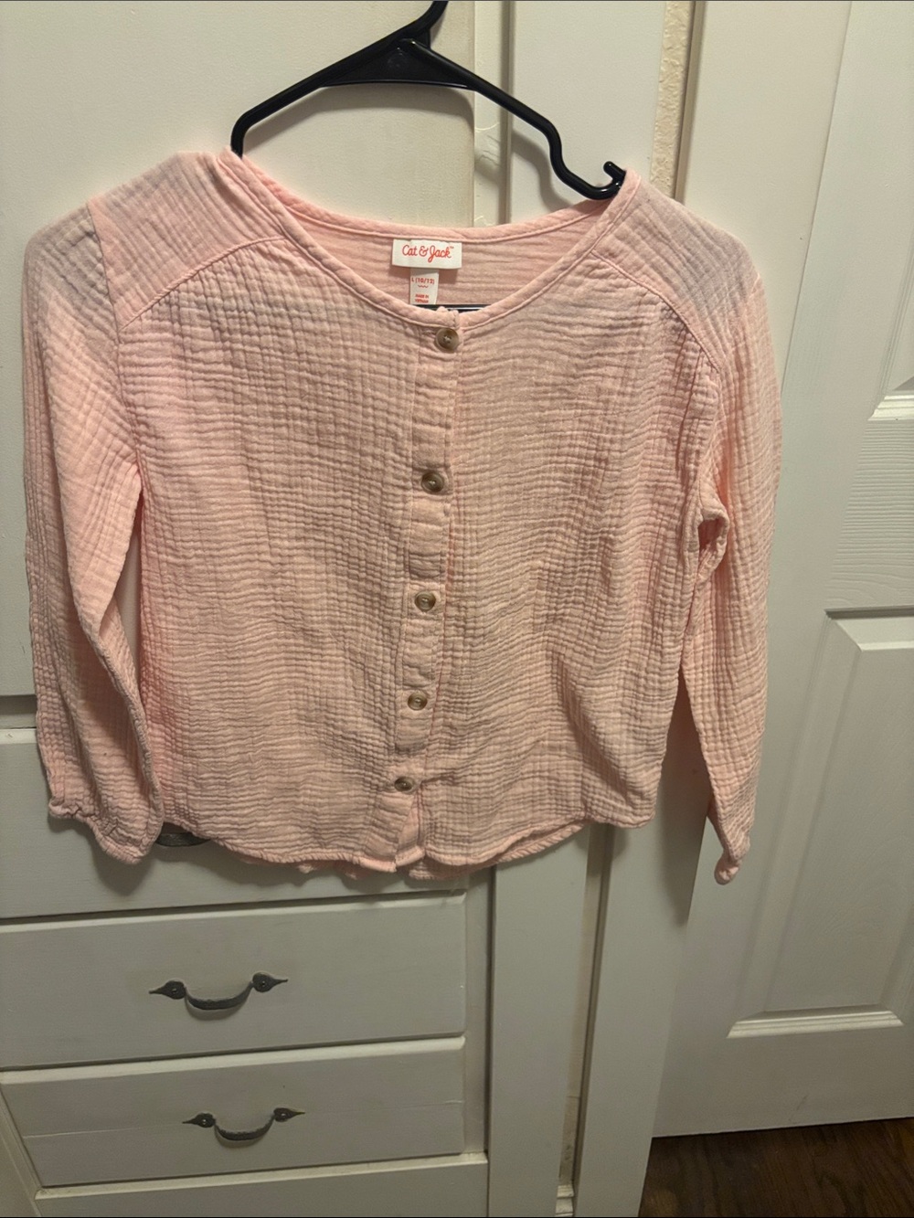 Cat & Jack Pale Pink Button-Front Gauze Shirt